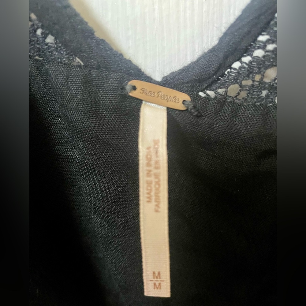 Free People Dress Size Medium Mini Black Boho Embroidered Festival Fall Lined - Picture 7 of 12